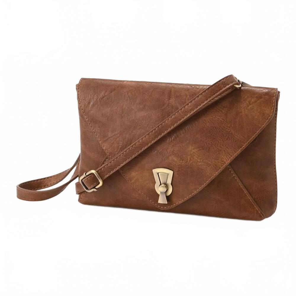 NEW JOY SUSAN women's claudia keyhole turnlock convertible envelope bag in pecan
